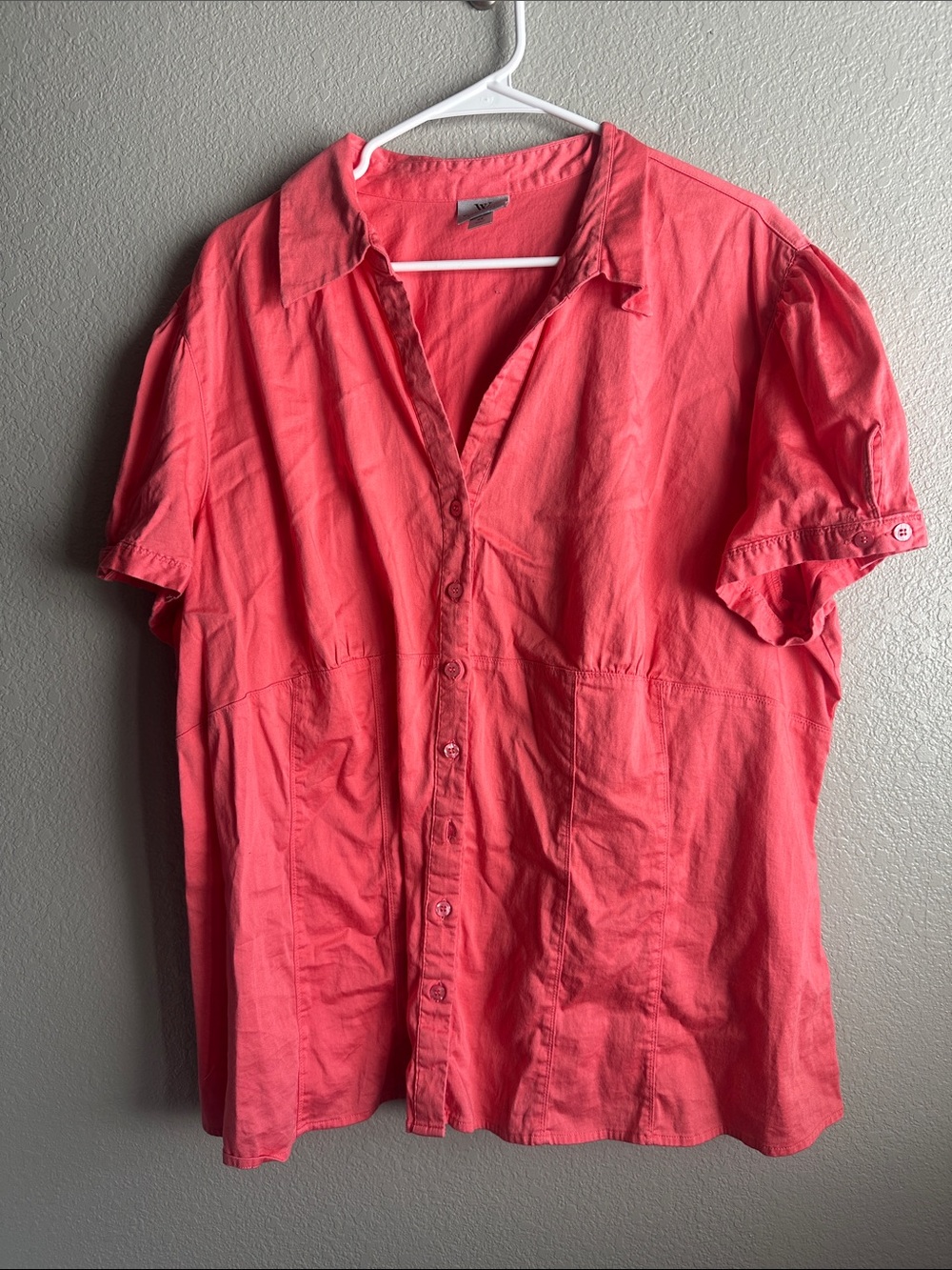Worthington Coral Button-Front Short Sleeve Shirt